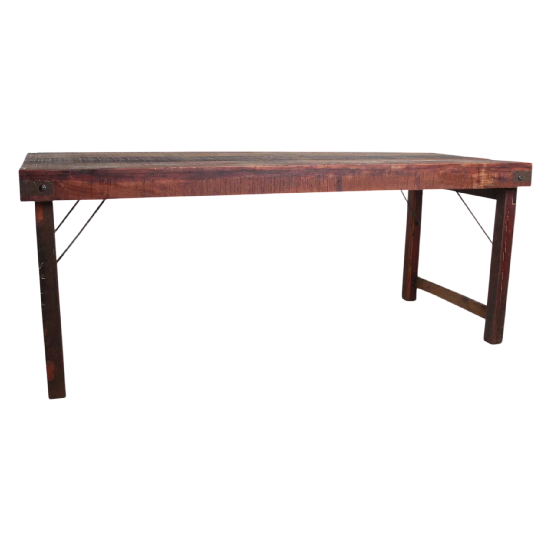 Table pliante en bois recyclé brun 190x80 cm avec piètement métal