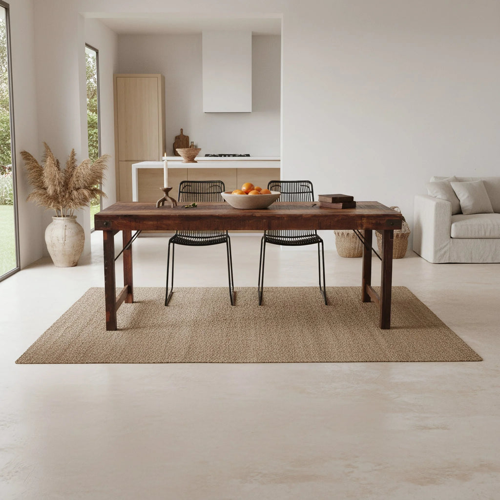 Table pliante en bois recyclé brun 190x80 cm avec piètement métal