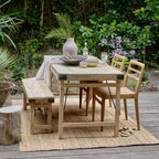 Table pliante en bois recyclé naturel avec renforts métal noir, 165x75 cm