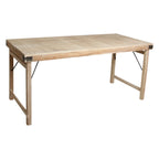 Table pliante en bois recyclé naturel avec renforts métal noir, 165x75 cm