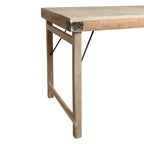 Table pliante en bois recyclé naturel avec renforts métal noir, 165x75 cm