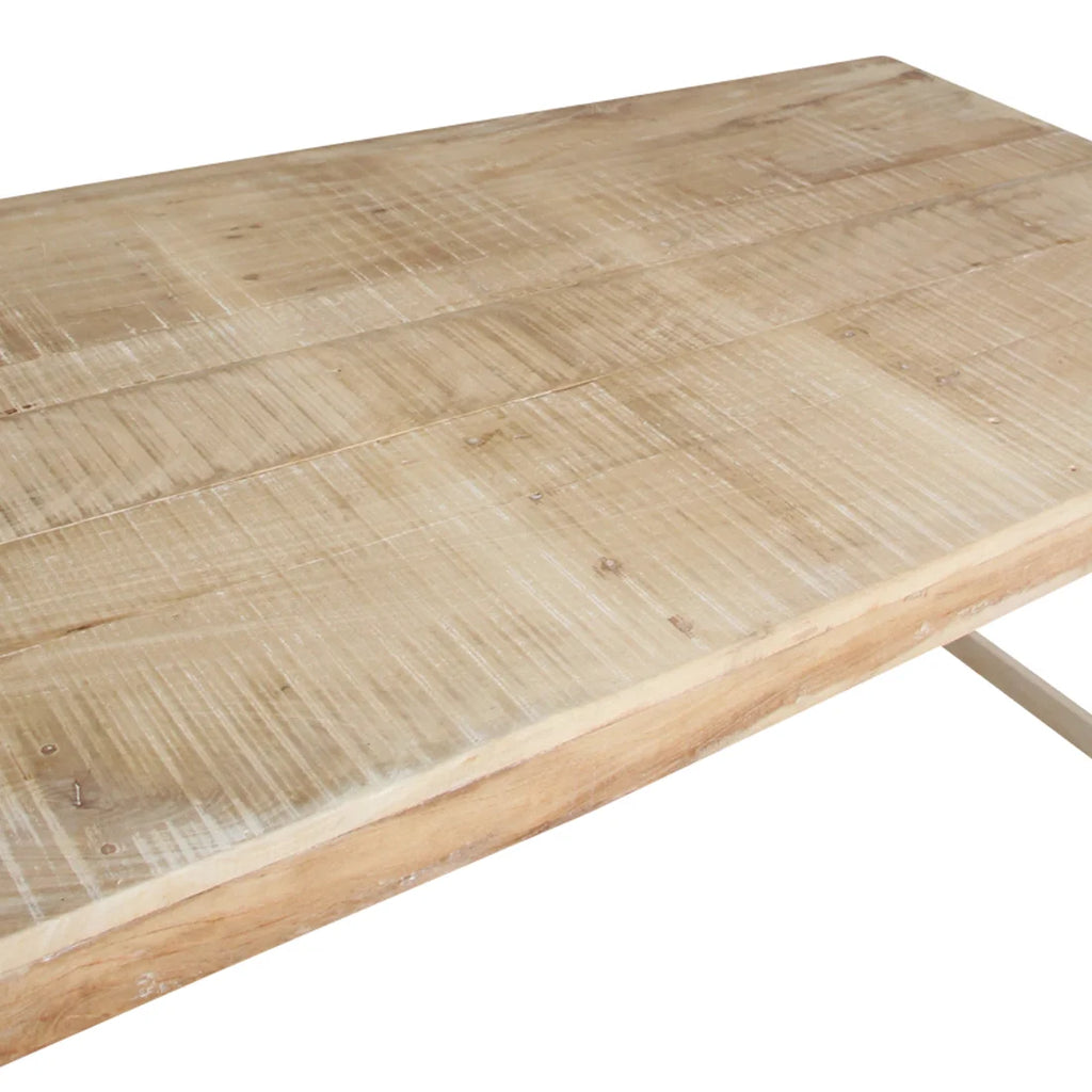 Table pliante en bois recyclé naturel avec renforts métal noir 165x75 cm