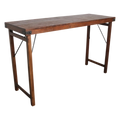 Table pliante en bois vintage brune avec piétement métal 170x60 cm