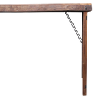 Table pliante en bois vintage brun avec piétement métal 170x60 cm
