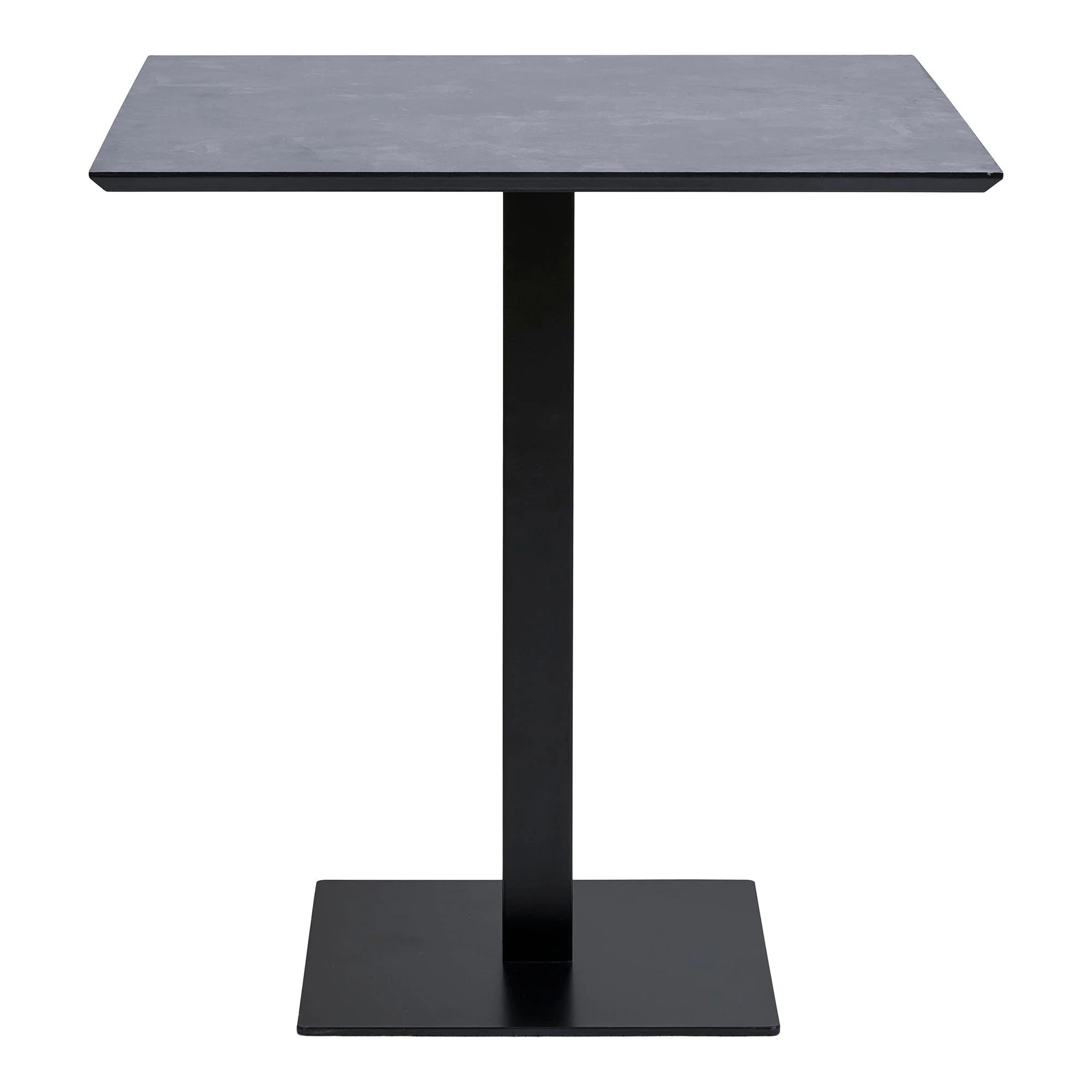 Table rectangulaire 70x70 cm effet pierre foncée pieds métal noir