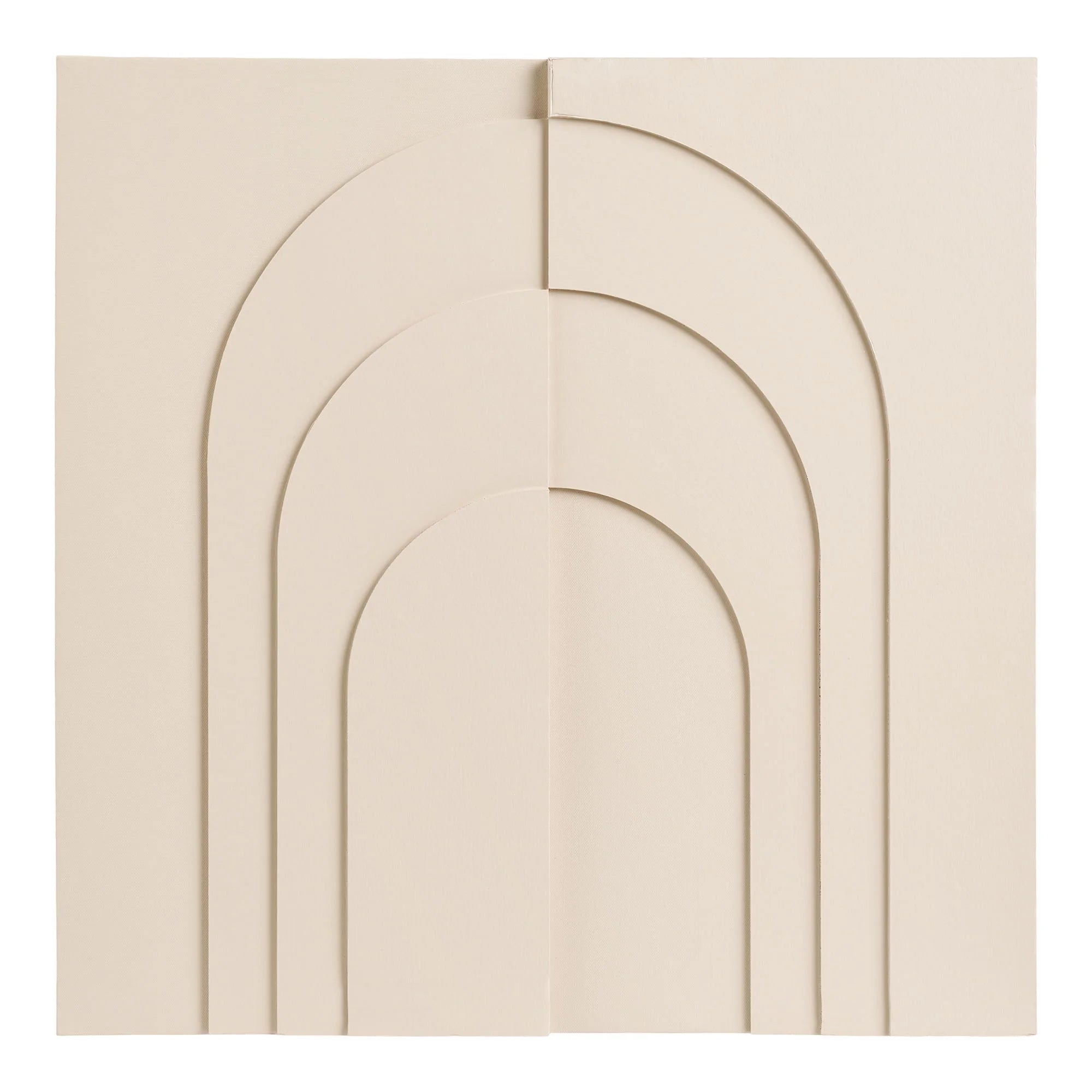 Tableau mural beige en relief avec motifs d’arcs concentriques 60x60 cm