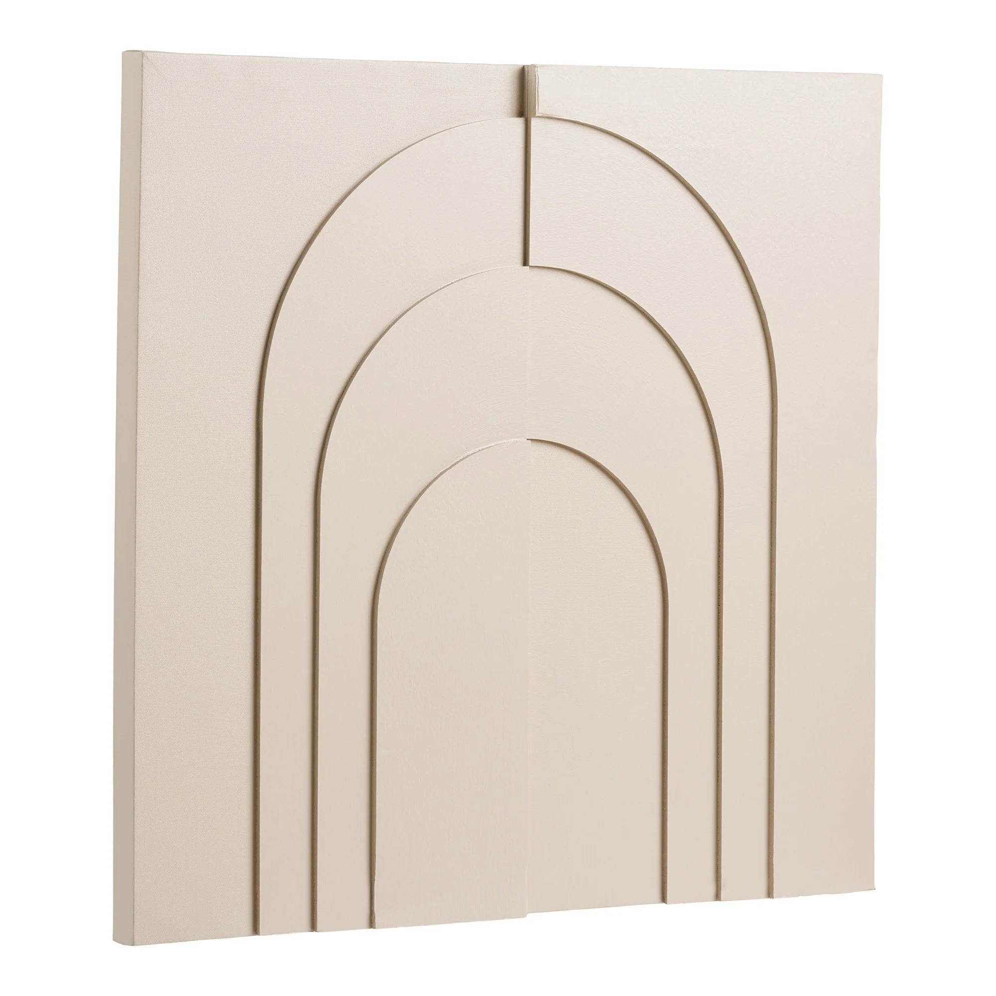 Tableau mural en relief beige avec arcs concentriques 60x60 cm