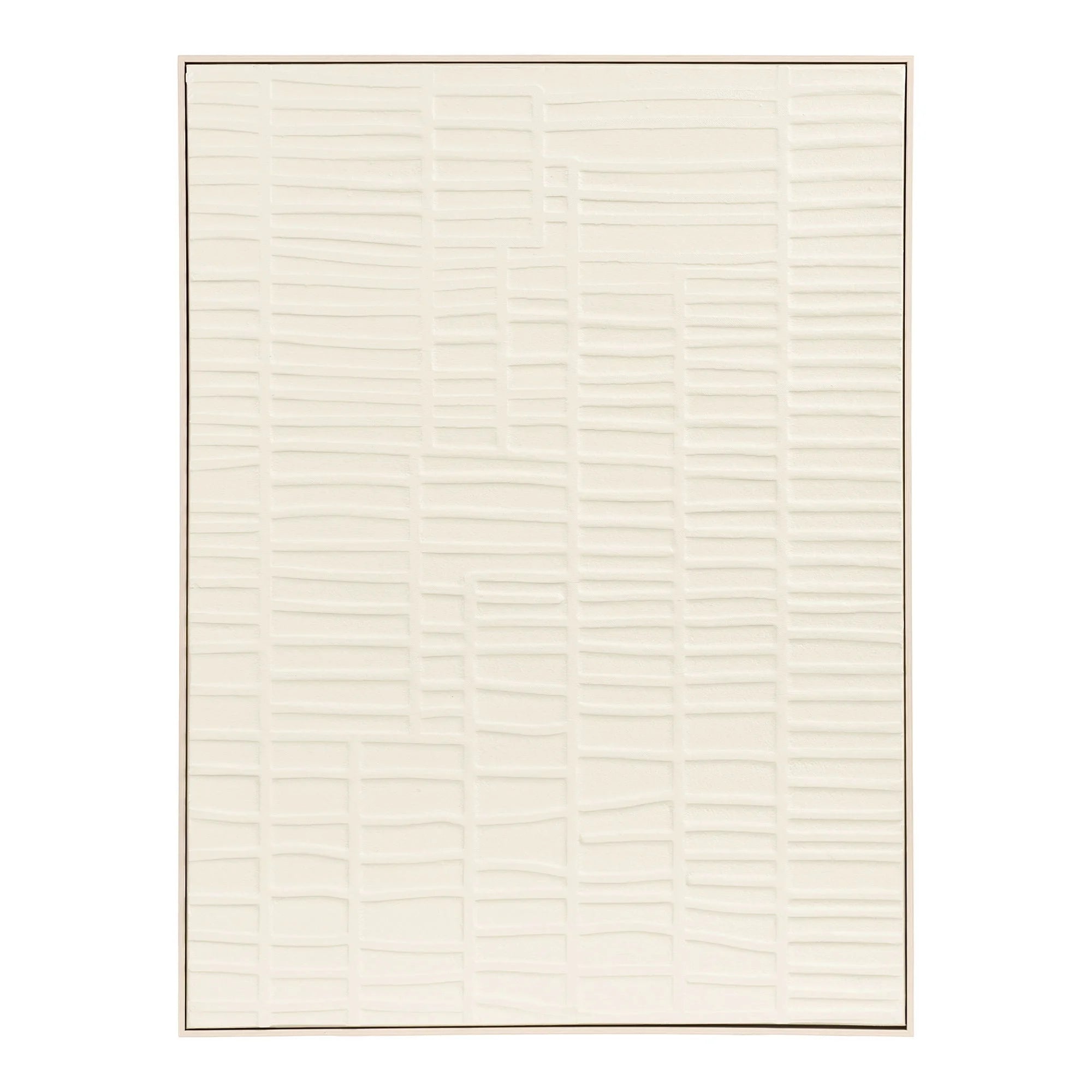 Tableau mural abstrait ivoire en relief texturé 60x80 cm