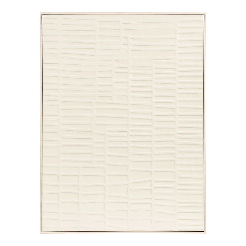Tableau mural en relief ivoire abstrait encadrement fin – 60x80 cm