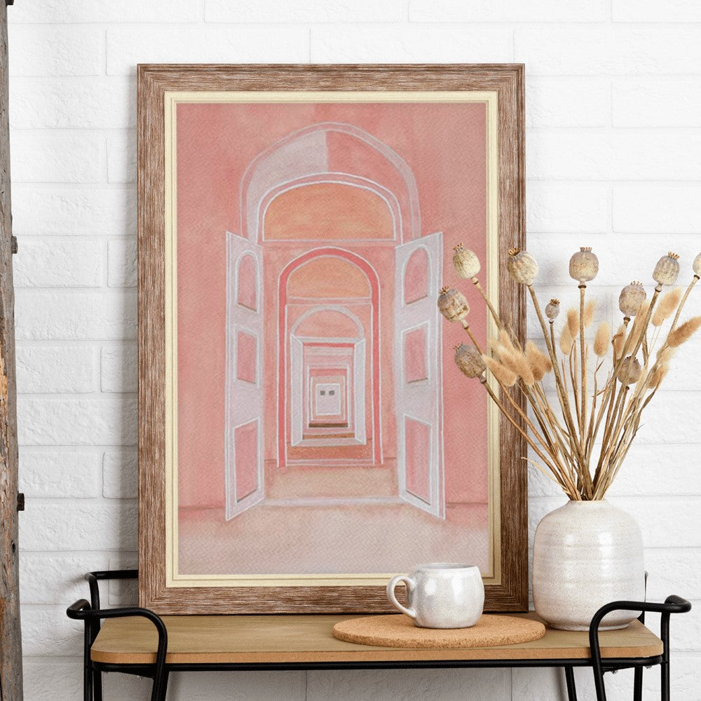 Tableau portes orientales rose en situation