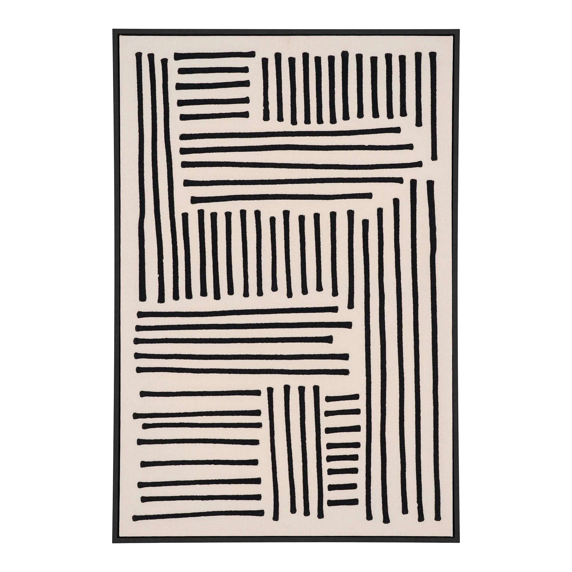 Tableau sur toile noir et beige 60x90 cm avec cadre MDF