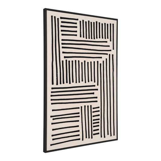 Tableau sur toile noir et beige 60x90 cm avec cadre MDF