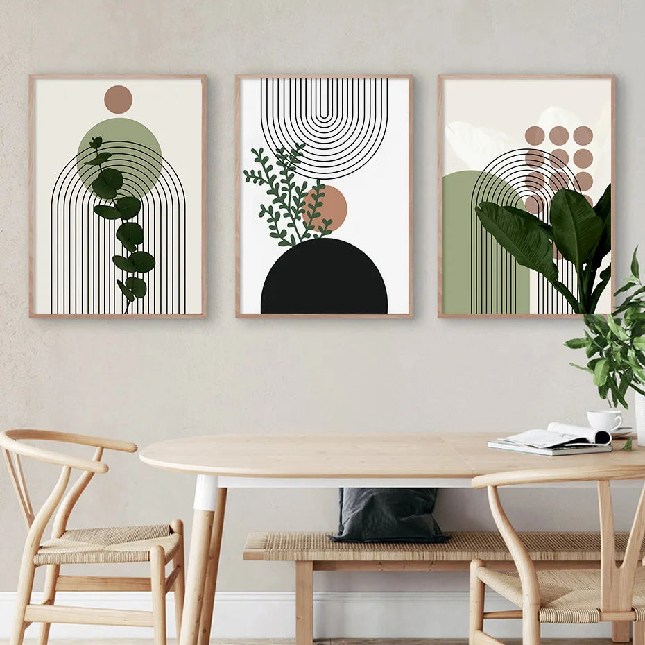 Tableaux bohème chic - Set de 3 dans un salon