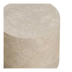 Lot de 2 tables basses rondes effet marbre gris clair en MDF beige poli