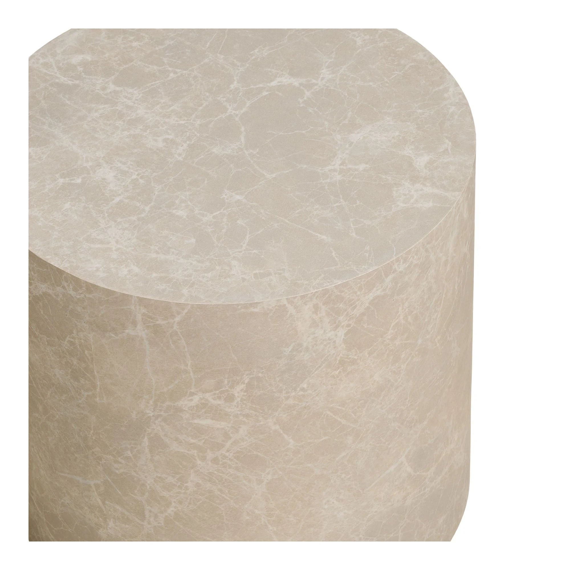 Lot de 2 tables basses rondes effet marbre gris clair en MDF beige poli