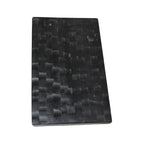 Panneau arrière en fibre de carbone noire texturée pour tabouret artisanal en bois de manguier noir