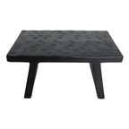 Tabouret artisanal en bois de manguier noir, surface texturée losange, 40x25 cm