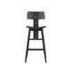 Tabouret de bar en bois noir élégant avec dossier, hauteur 109 cm