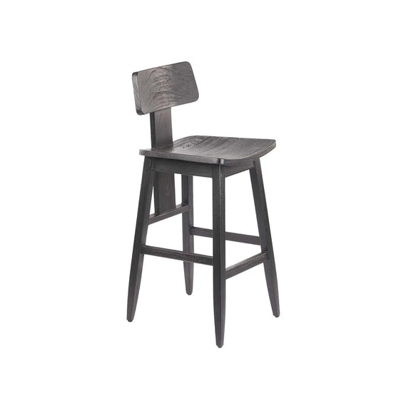 Tabouret de bar en bois noir élégant de 109 cm avec dossier robust