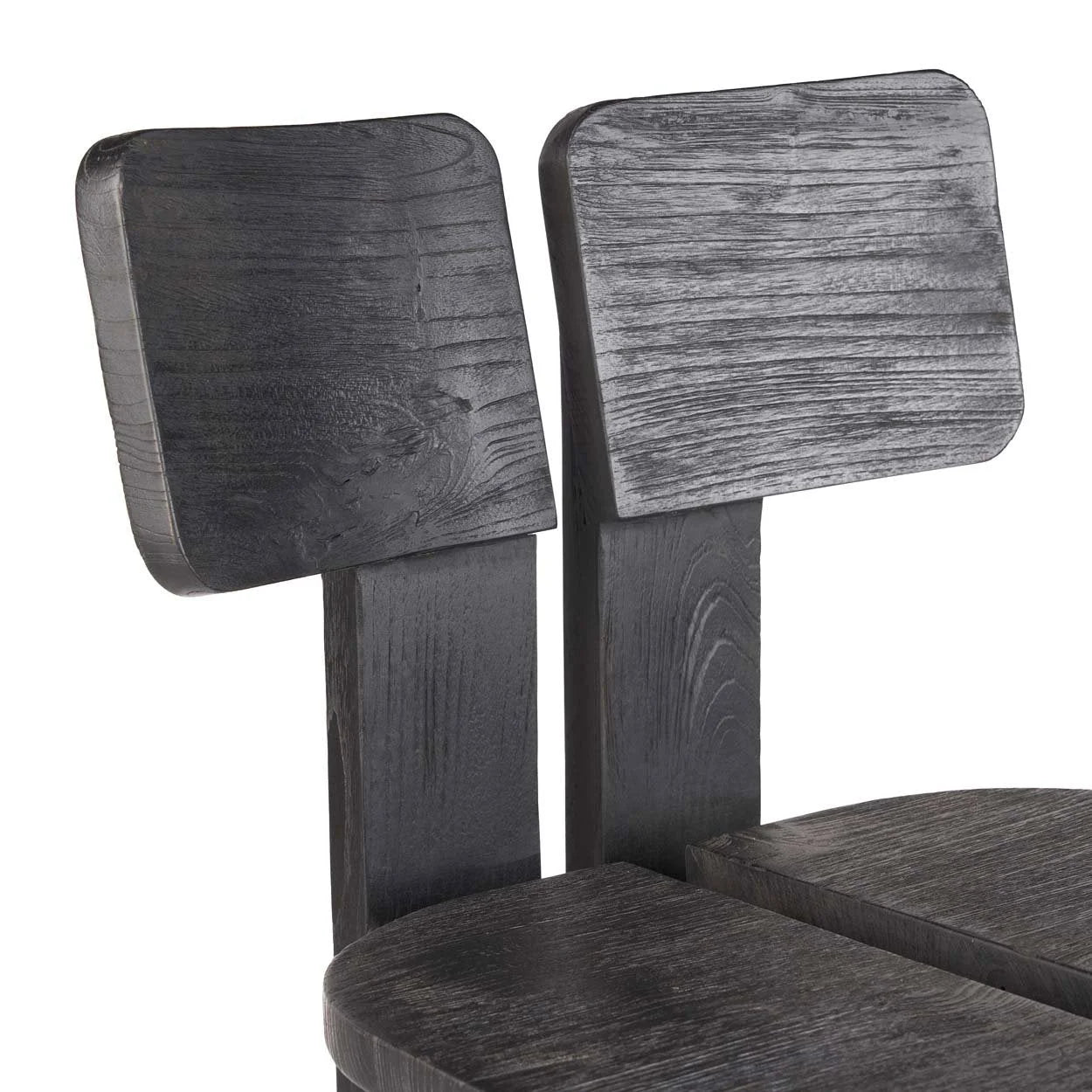 Tabouret de bar en bois noir avec dossier double
