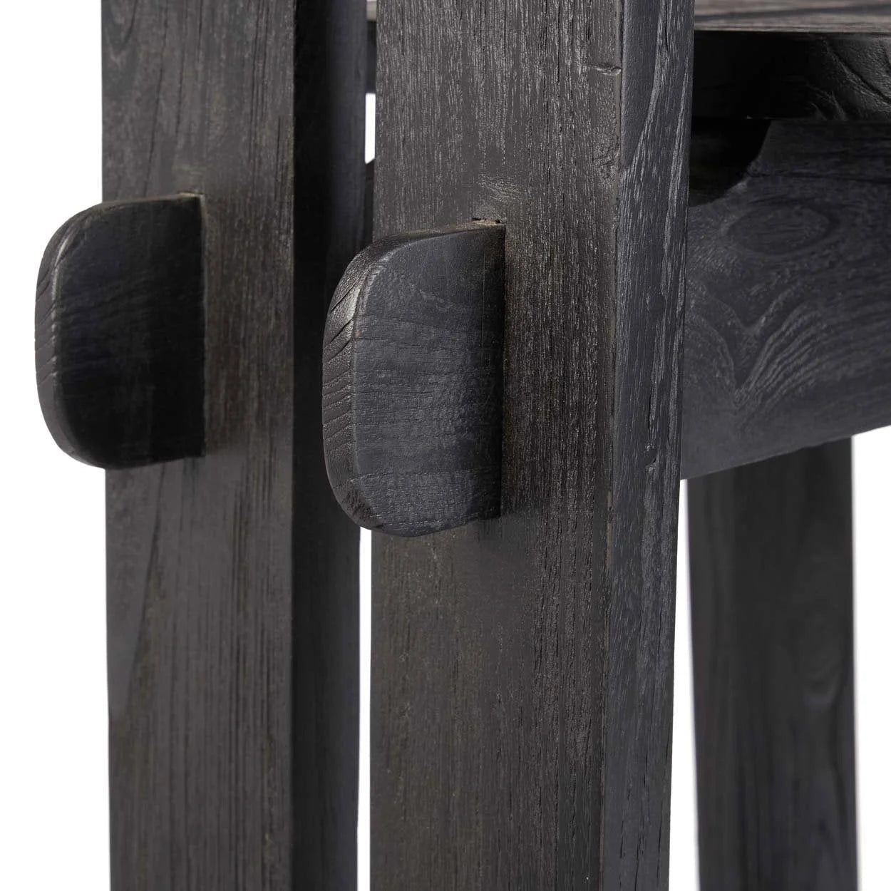 Tabouret de bar en bois noir avec dossier double