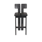 Tabouret de bar en bois noir avec dossier double