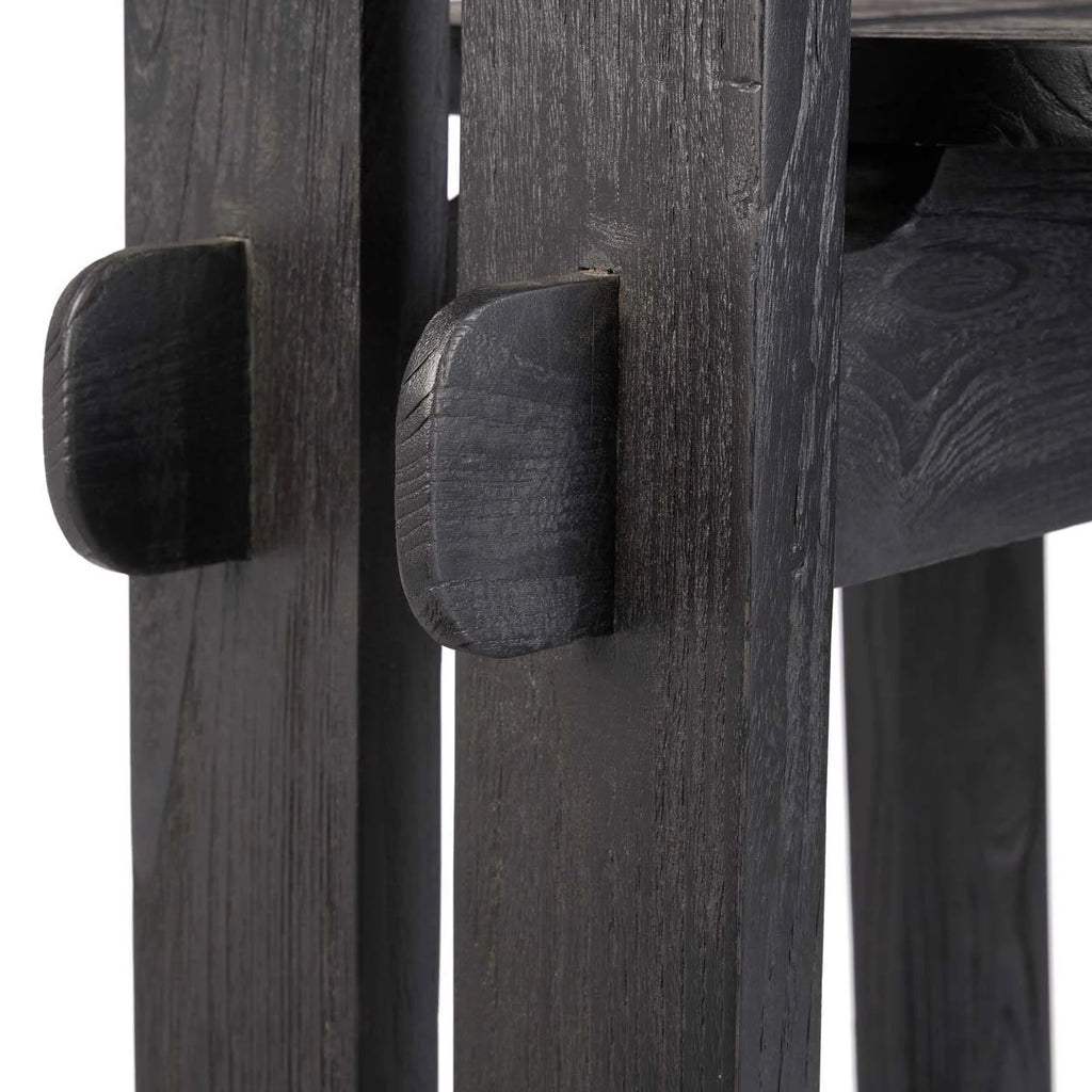 Tabouret de bar en bois noir avec dossier double