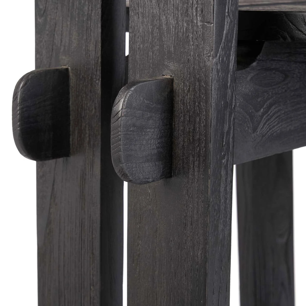 Tabouret de bar en bois noir avec dossier double