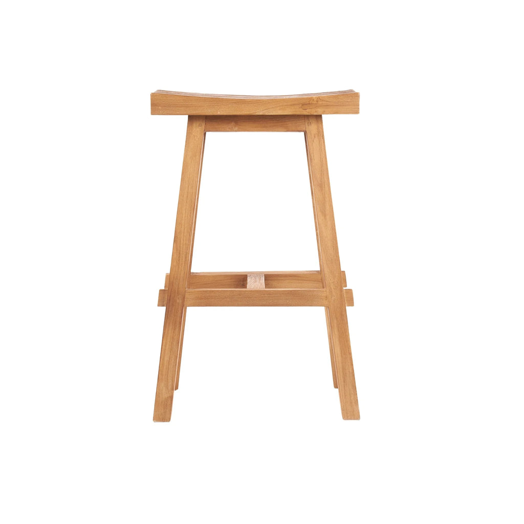 Tabouret de bar extérieur en teck recyclé 47x28 cm