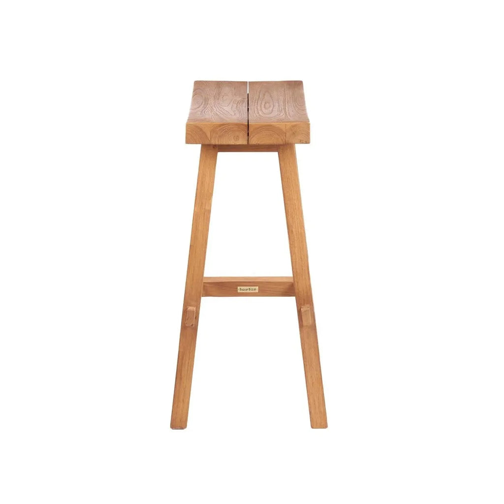 Tabouret de bar extérieur en teck recyclé 47x28 cm