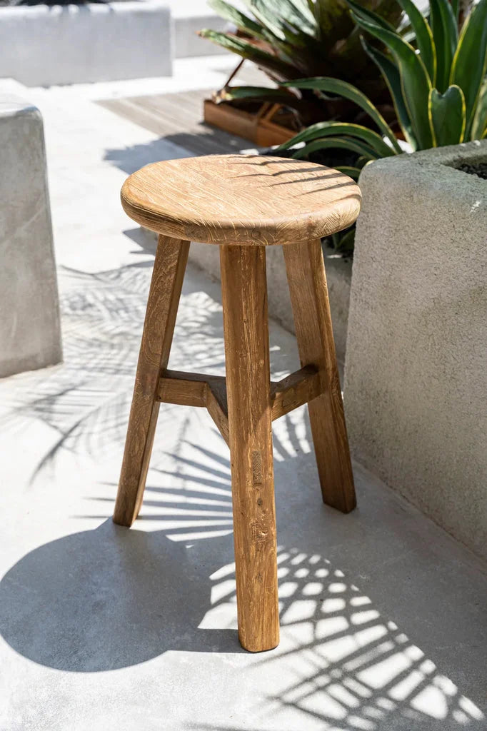 Tabouret de bar en bois rond pour extérieur Fusuma, style élégant et résistant