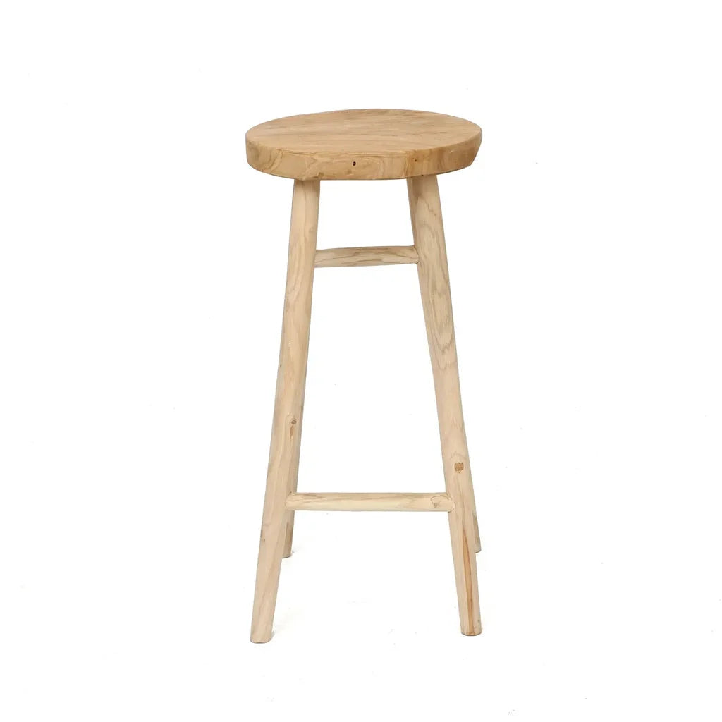 Tabouret de bar Kedut Naturel avec siège rond en bois élégant