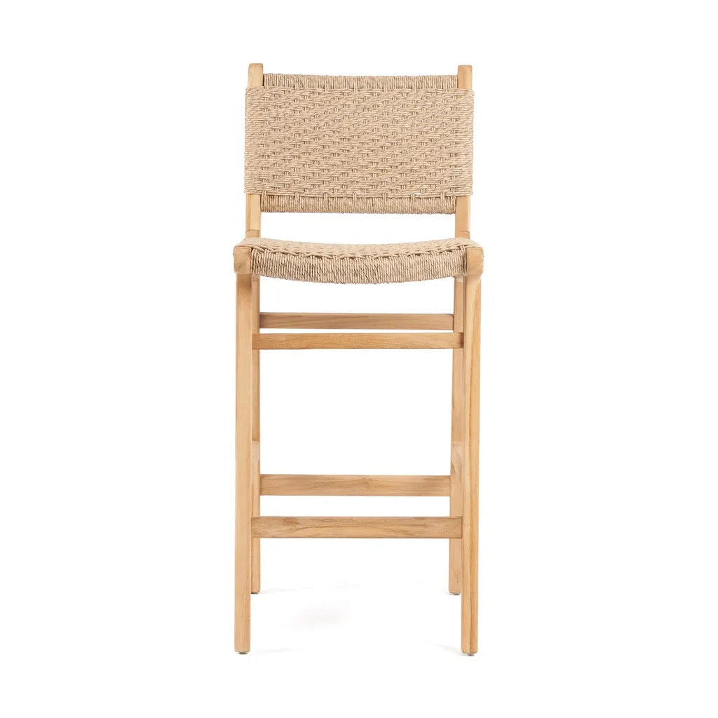 Fauteuil de bar en bois à siège tissé pour l’extérieur Le Tabouret de Bar Meno