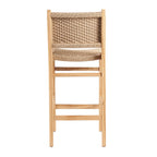 Tabouret de bar en osier Meno extérieur avec dossier, style tissé et robuste