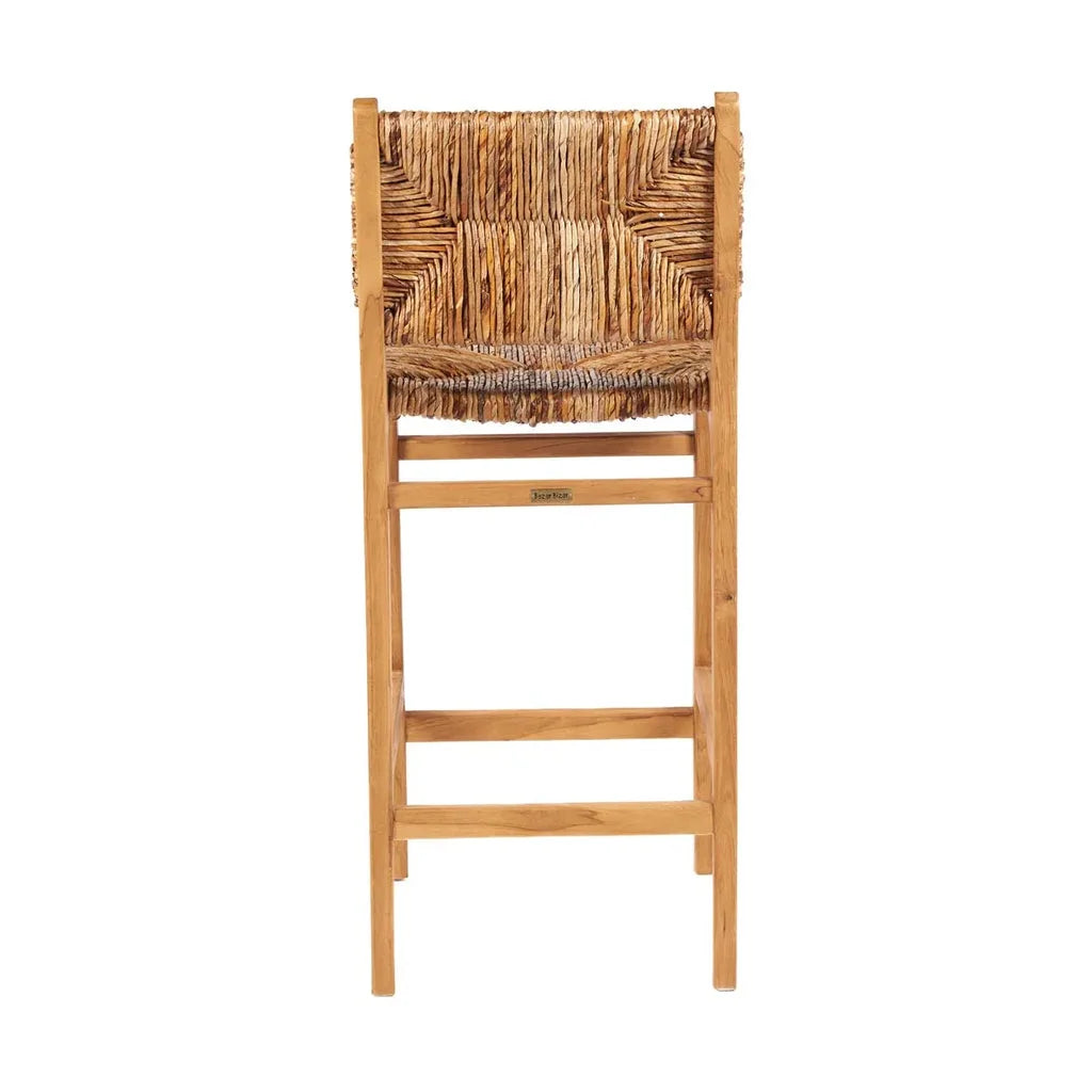 Chaise de bar en bois avec dossier tressé pour le bar intérieur Puquta Naturel