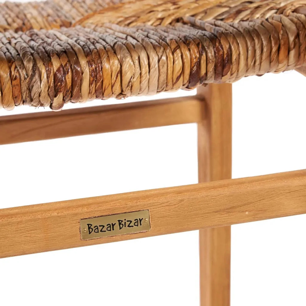 Assise en tissu tissé sur cadre en bois pour le bar Le tabouret Puquta Naturel