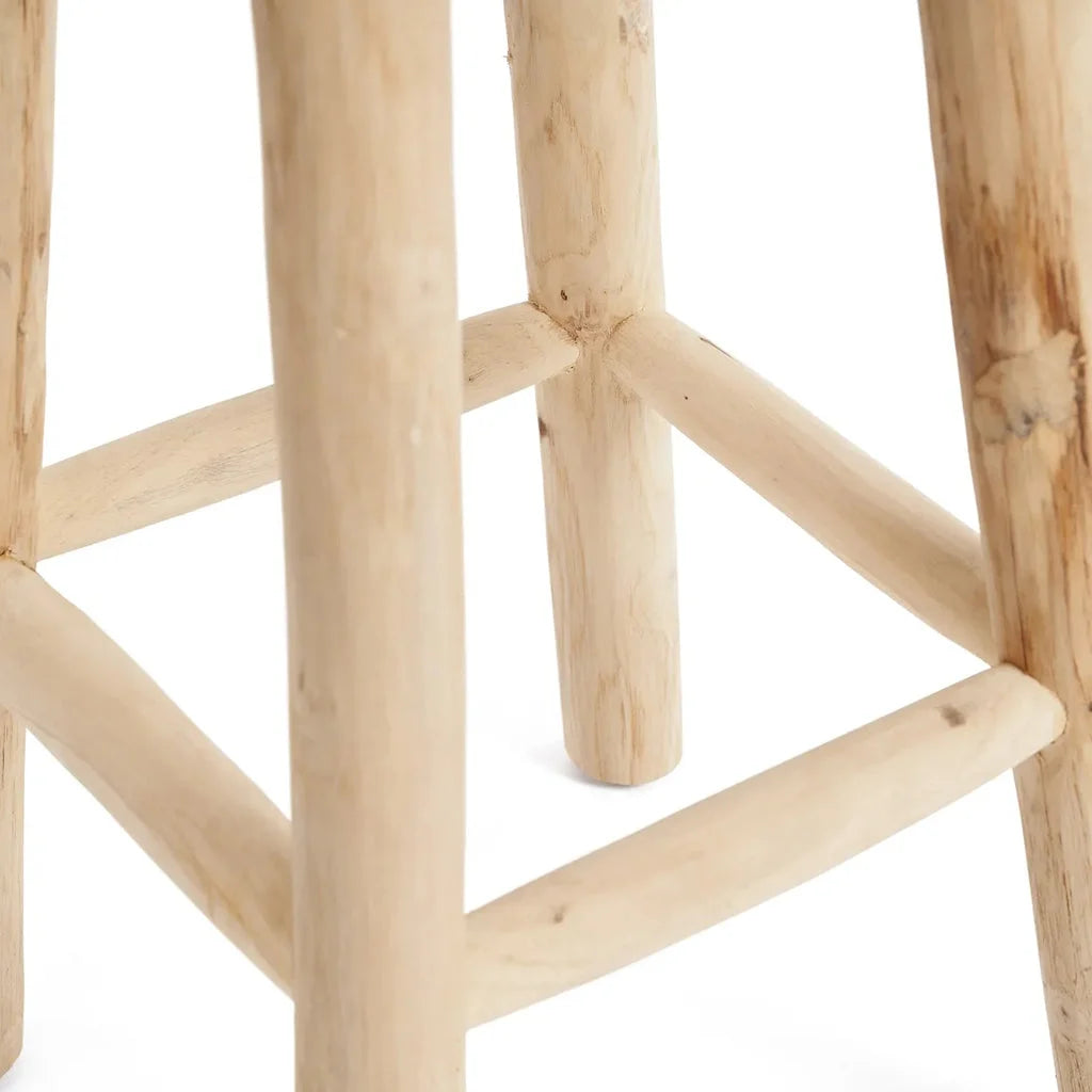Base de tabouret en bois pour le bar Le Tabouret de Bar en Raphia