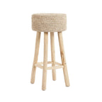 Tabouret de bar en Raphia avec siège en tissage en bois rustique