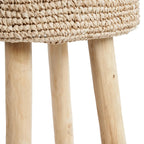 Tabouret de bar en Raphia avec structure en bois et siège tissé à la main