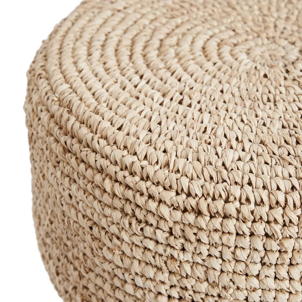 Pouf en paille tissée pour le bar Le Tabouret de Bar en Raphia