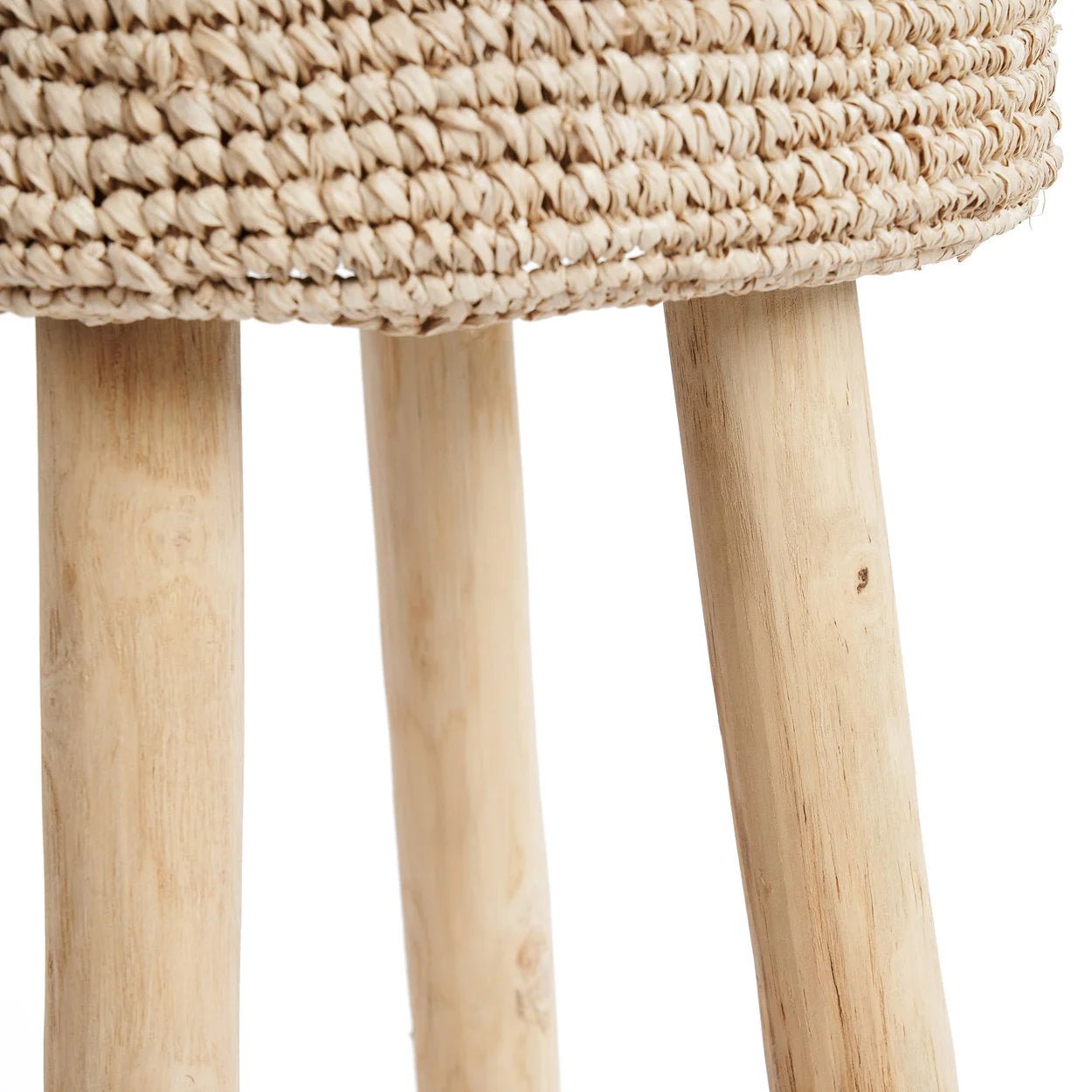 Tabouret de bar en raphia tressé – Naturel – H75 cm