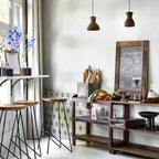 Étagère rustique en teck massif et métal noir mat, H77 cm