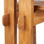 Détail de jointure d’une chaise en bois naturel pour Tabouret de bar en teck 108 cm