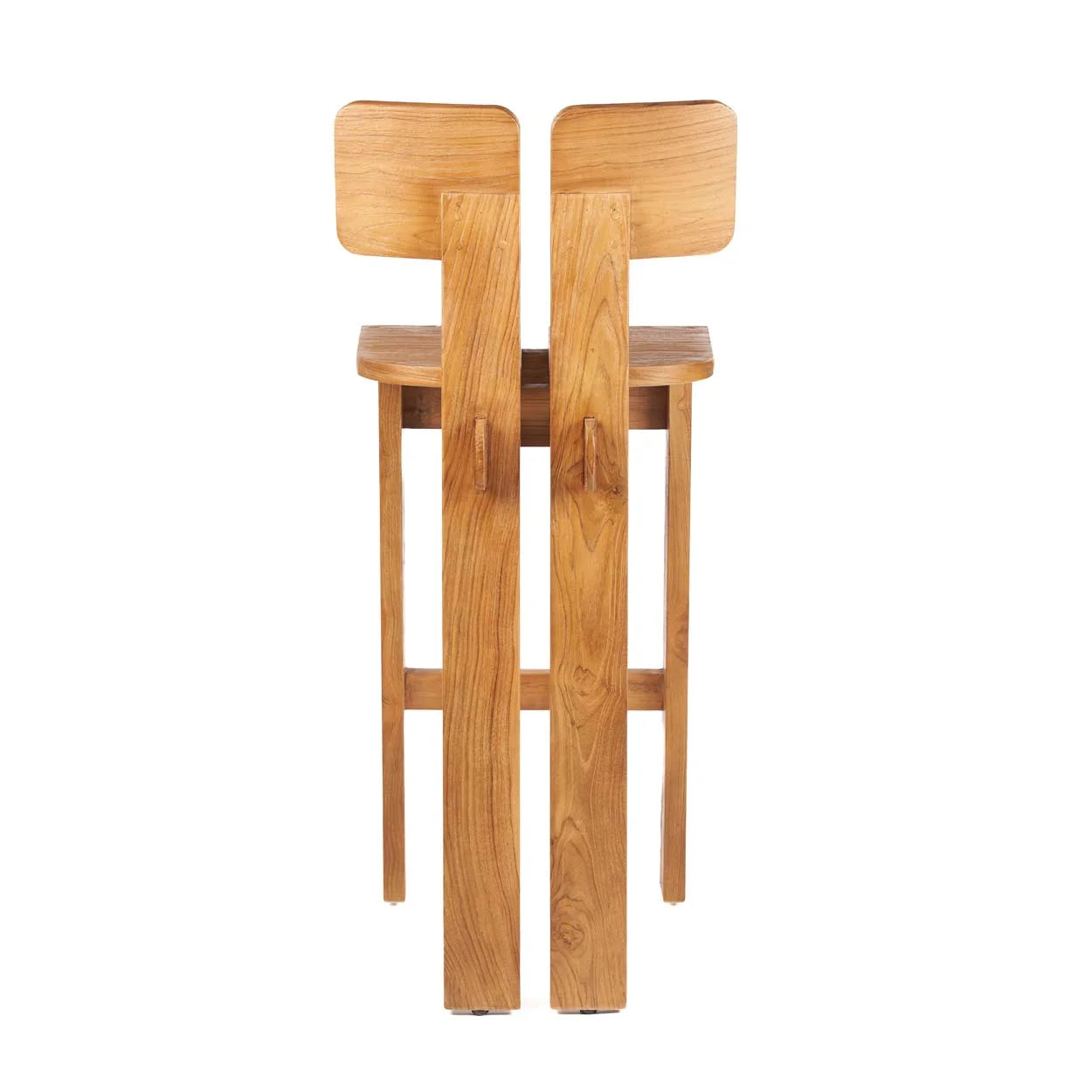 Tabouret de bar en teck naturel 108 cm, idéal pour intérieur et extérieur