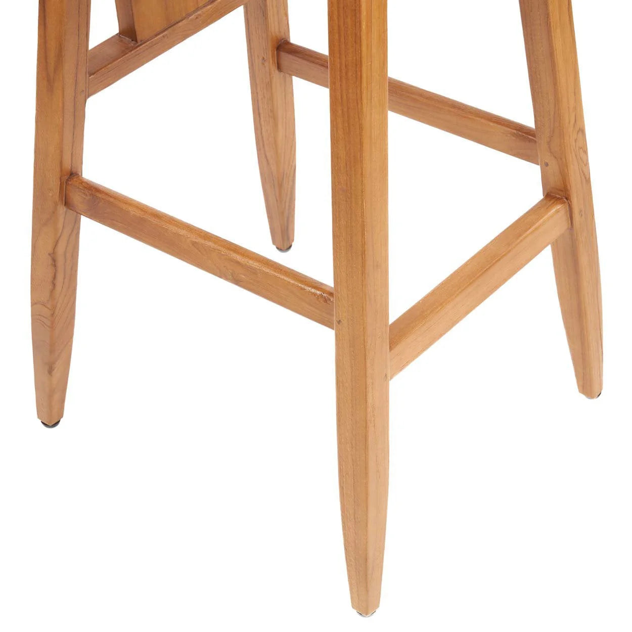 Pieds de tabouret de bar en bois clair avec repose-pieds, modèle en teck naturel