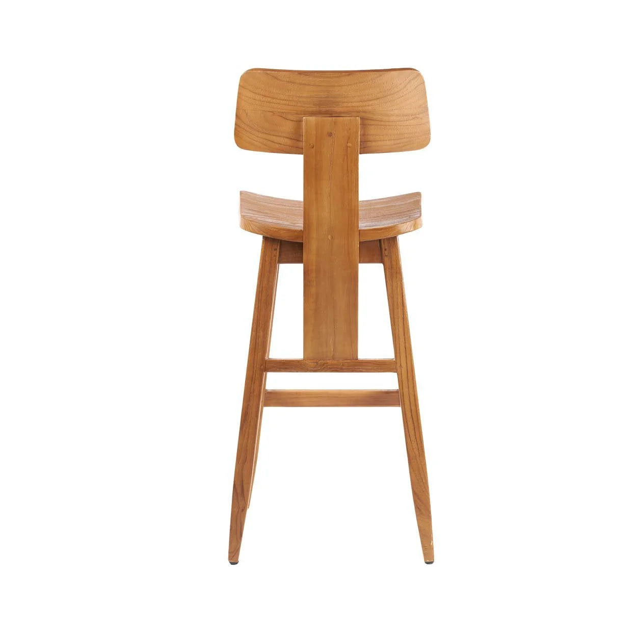 Tabouret de bar en teck naturel avec dossier incliné et bois clair H109 cm