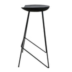 Tabouret de bar en teck noir mat élégant avec pieds métal - 41x42x77 cm