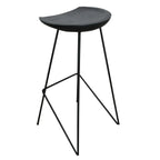 Tabouret de bar en teck noir mat élégant métal, vue dos, 41x42x77 cm