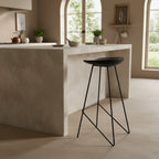 Tabouret de bar en métal noir élégant, design moderne, 41x42x77 cm