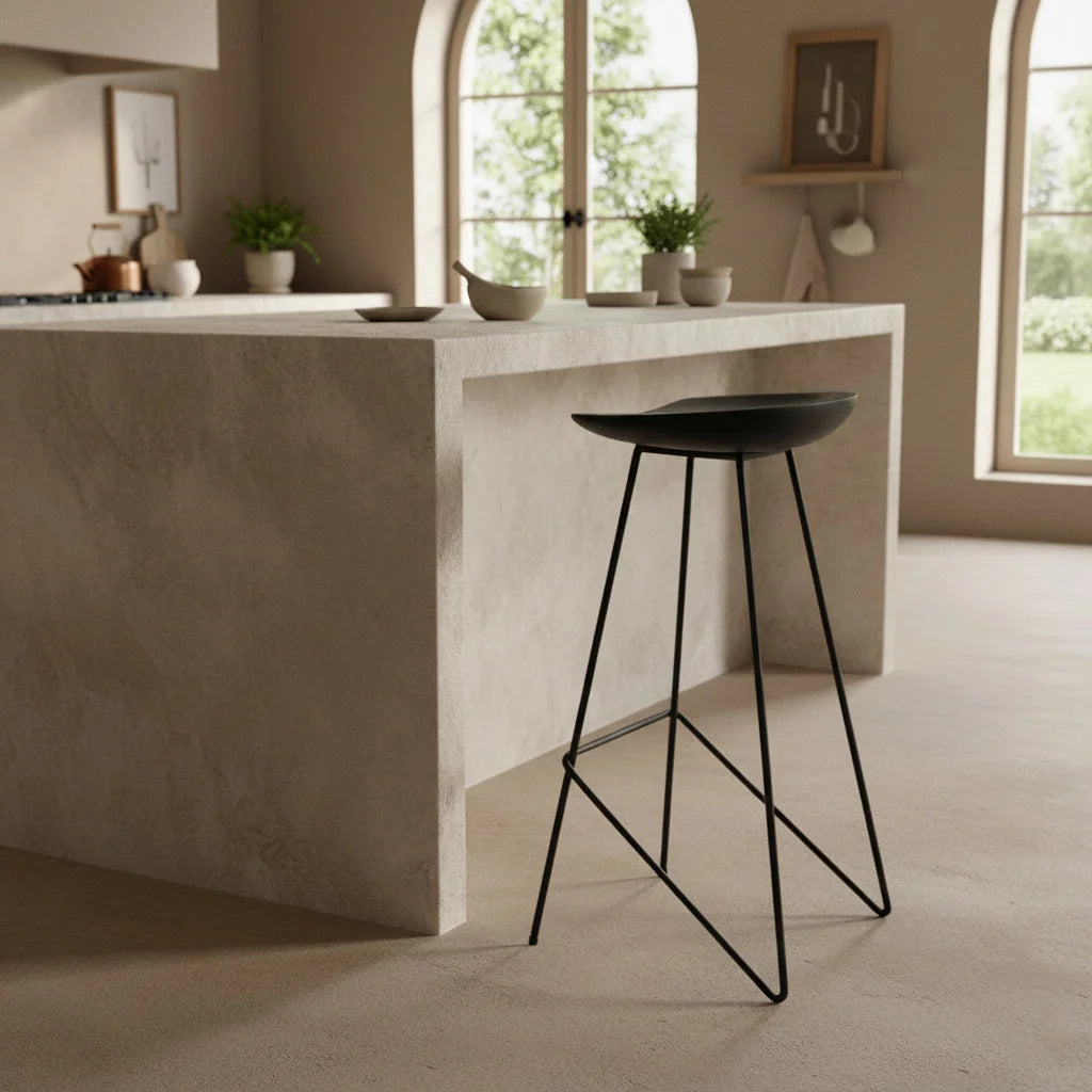 Tabouret de bar en métal noir élégant, design moderne, 41x42x77 cm